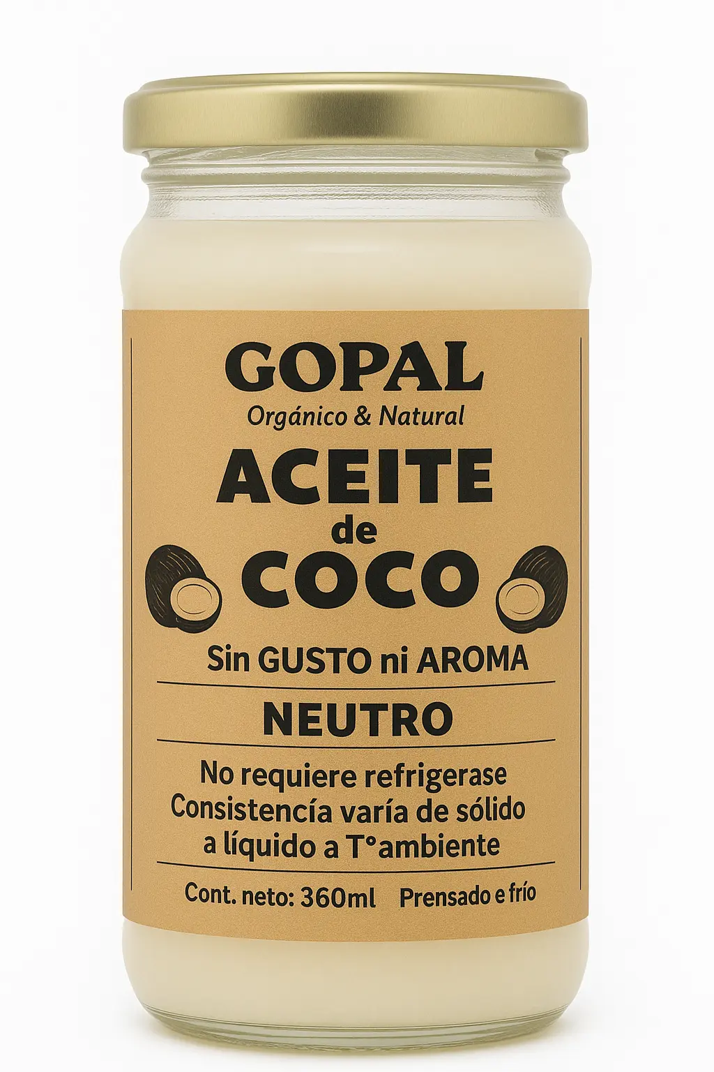 Aceite De Coco Neutro X360Ml. Gopal
