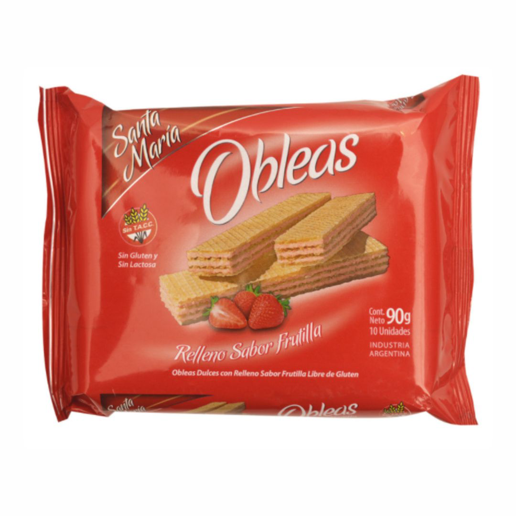 Santa Maria Obleas Rellenas Sabor Frutilla Sin Tacc 90g