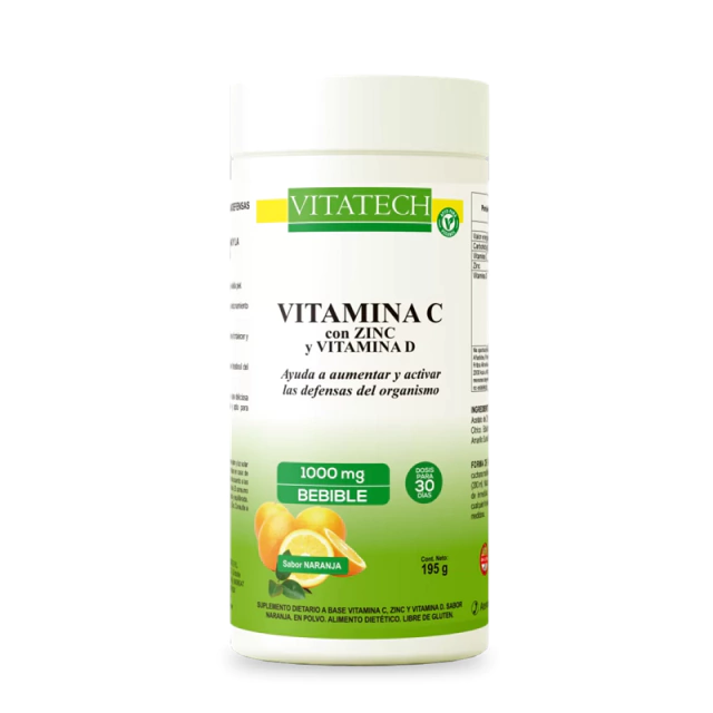 Vitatech Vitamina C 1000 mg en polvo Con Zinc y Vitamina D 195g