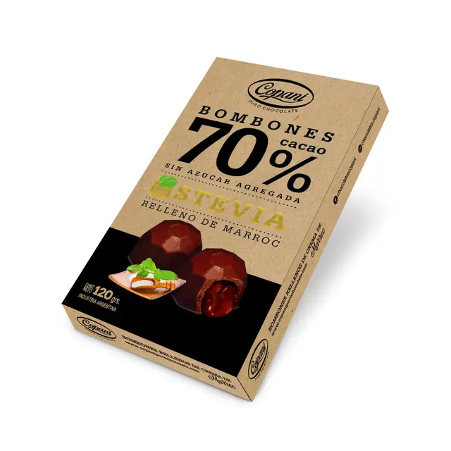 [COPANI BOMBON 70% C/STEVIA X120G] Copani Bombon 70% Sin Azucar X120G