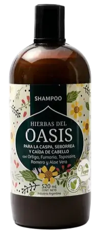 [H.OASIS SHAMPOO P/CABELLO CASPA X520CC] Hierbas del Oasis Shampoo Con Aloe Vera, Ortiga, Romero 520ml
